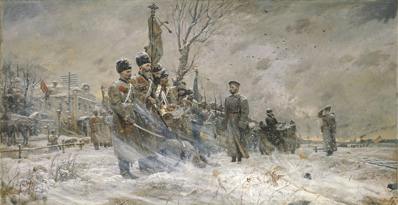 Pavel V Ryzhenko - Triptych The Czars Calvary - Farewell To The Emperor With His Troops