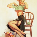 50s pin up sewing a sweater